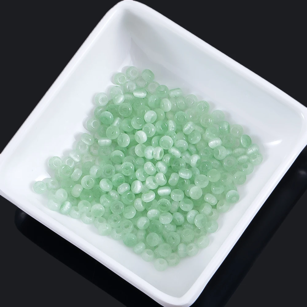 800 Uds. De cuentas de semilla de ojo de gato de cristal coloridas de 4mm de alta calidad, cuentas espaciadoras sueltas de arroz para collar, accesorios para hacer joyería DIY