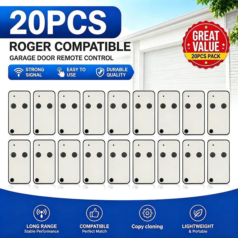 ROGER Remote Control 433MHz ROGER E80 TX52R TX54R H80 M80 TX12 TX14 TX22 Garage Door / Gate Remote Control Fixed Code