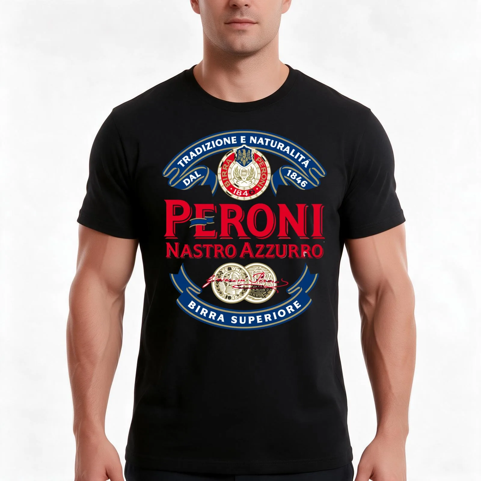 Peroni Beer Larang Asu T-Shirt, Summer Casual Cotton Tee, Oversized Streetwear Tops, Vintage Graphic Print, Unisex Men Women
