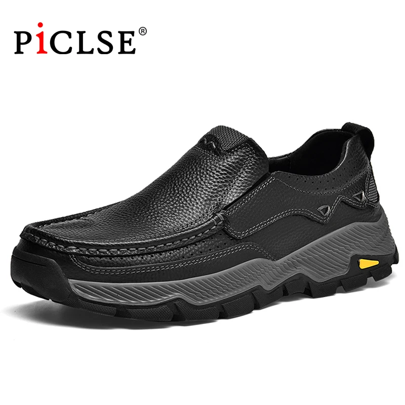 

PICLSE Luxury Brand Genuine Cow Leather Men Shoes Casual Business Oxfords Shoes For Men Flats Shoes Moccasins Man Shoes