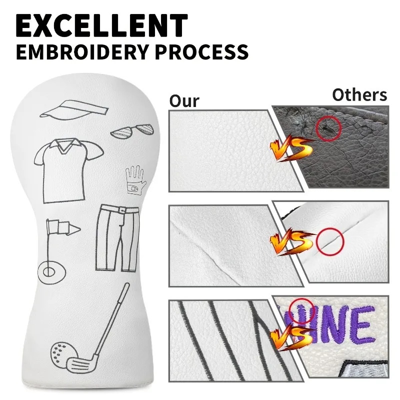 أغطية رأس نادي الجولف للحماية والأناقة غطاء رأس الجولف 1 خشب 3/5 غطاء خشب UT غطاء حماية