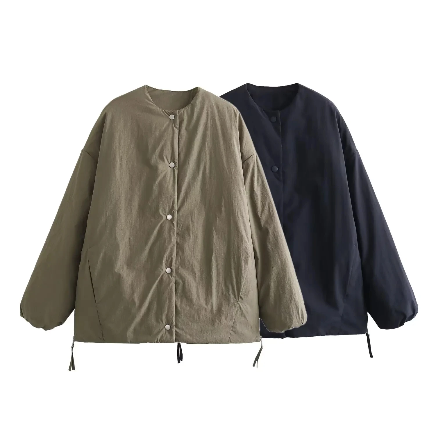 

Khaki Green Blue Loose Women's Jacket Winter 2023 Parkas Oversize Coat Demi-Season Padding Autumn Casual Korean Fashion Vintage