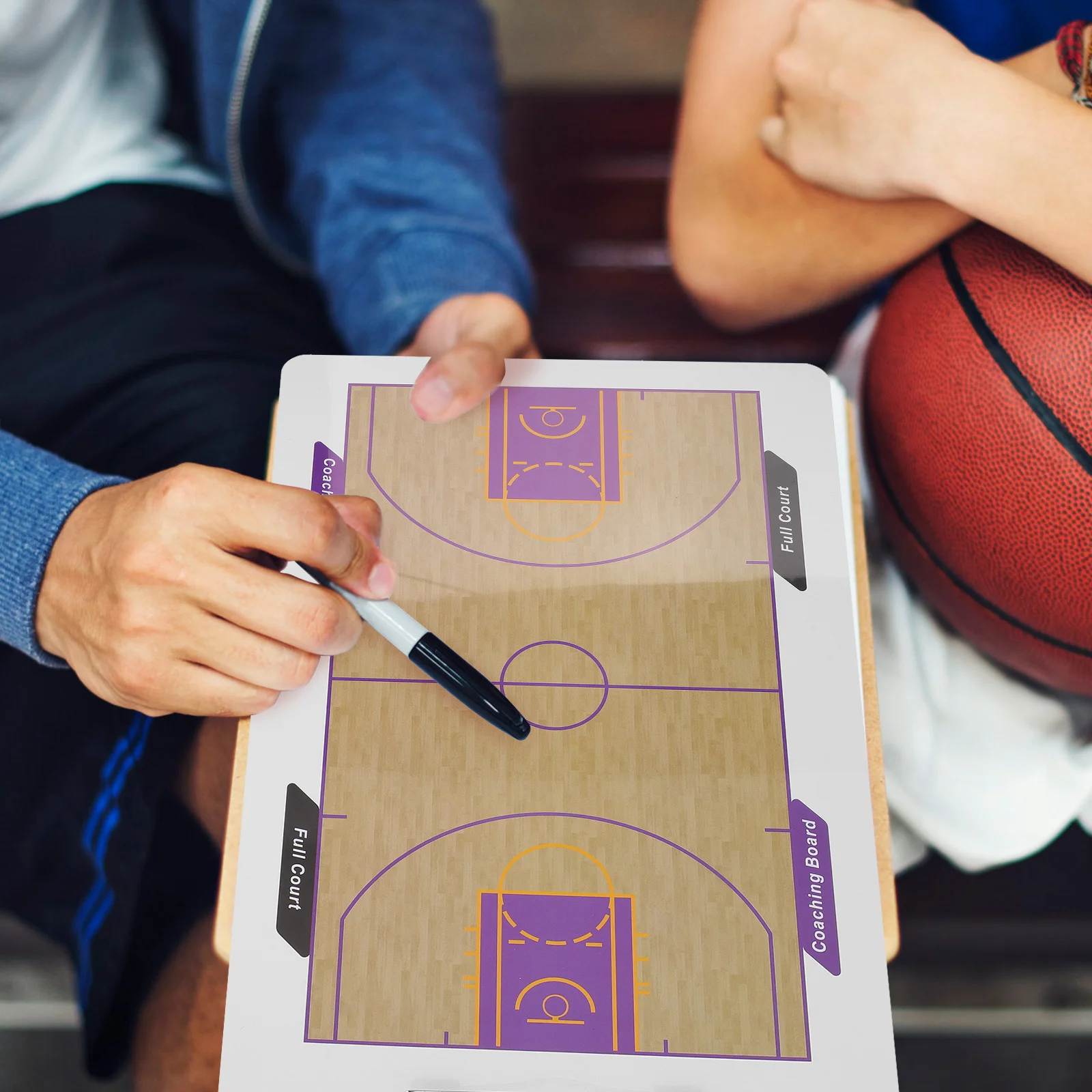 1 conjunto 1 conjunto placa de treinamento de basquete dupla face prancheta apagável a seco treinador de estratégia de 2 lados para jogador de quadra