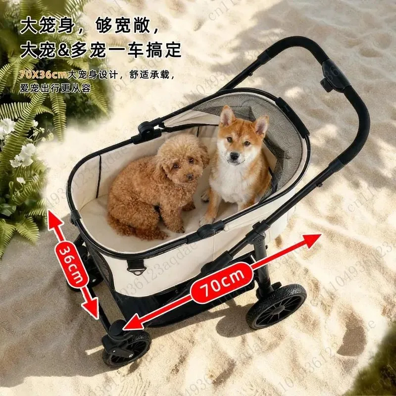 Pet Cart Out Medium And Large Dog Cart Basket Separation Dog Foldable Shock Absorption Pet Cart