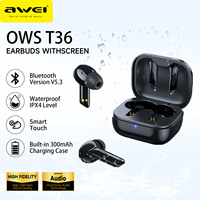 Awei T36 TWS Bluetooth 5.3 Earphones Wireless Bluetooth Headset In-Ear Gaming Headphones Mini Sports Earbuds With Microphone
