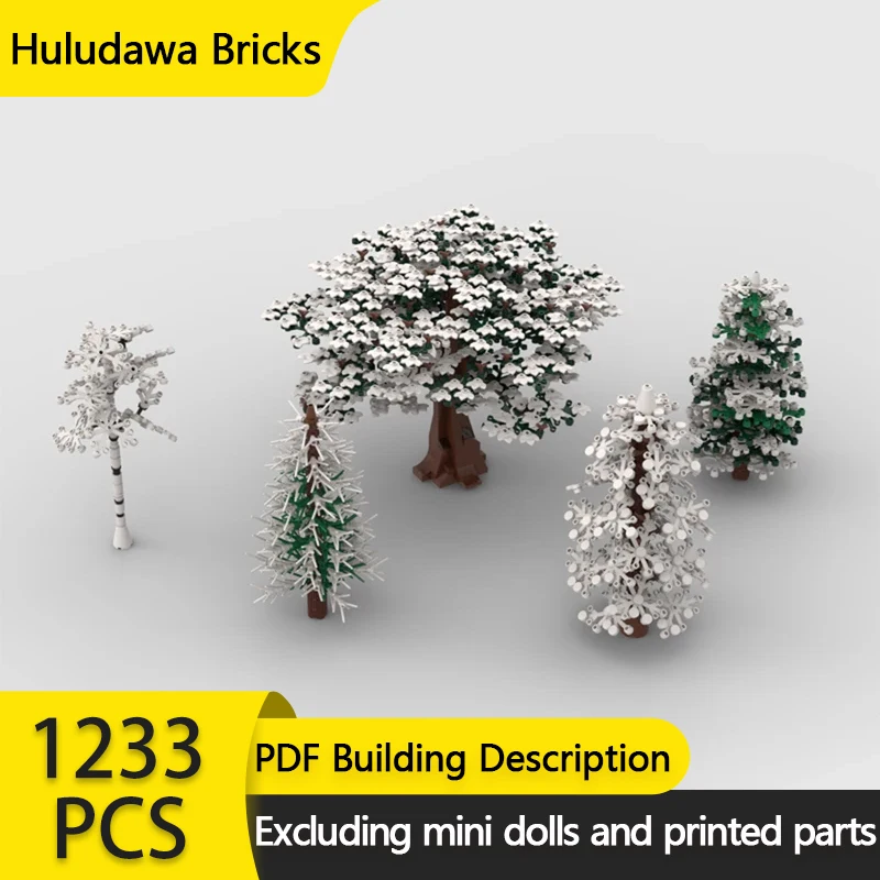 City Street View Model MOC Building Bricks Forest Winter Tree Bundle Modular Technology Gift Holiday Assemble Children Toys Suit