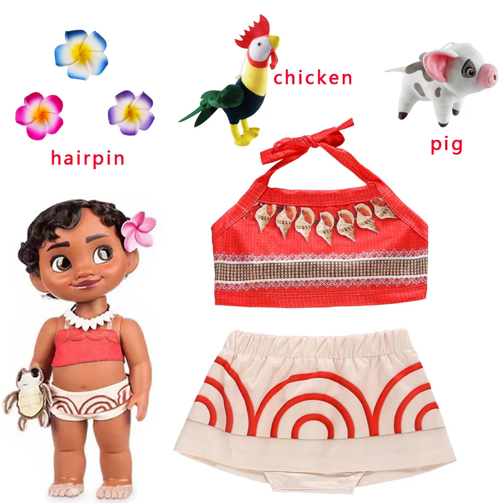 Kids Costume Toddler Adventure Outfit Girls Summer Vaiana Fancy Dress Up Clothes Birthday Moana Dress Gifts For Girl