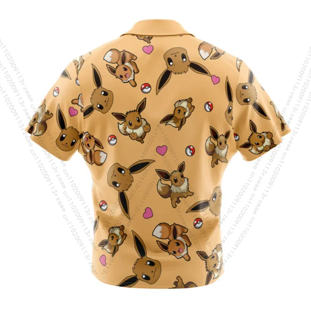 L'ultimo Anime Eeveelution Pokemon Hawaii Camicia da uomo Y2K Cosplay Harajuku Stampa Kid Hip Hop Moda Casual Camicia traspirante