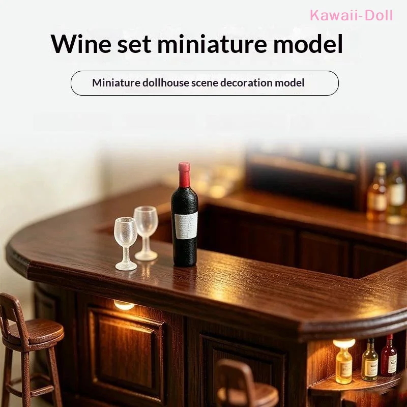 [DO]Dollhouse Mini Wine Champagne Cup Set Realistic Wine Model Tiny Drink Accessory Layout Diorama Decor Photography Prop[DO]