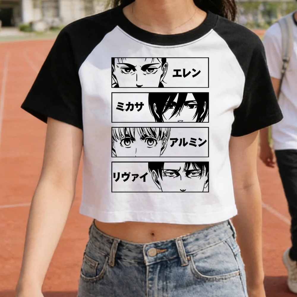 Attack on Titan cropped top shoujo funny emo harajuku top tees vintage 2000s graphic