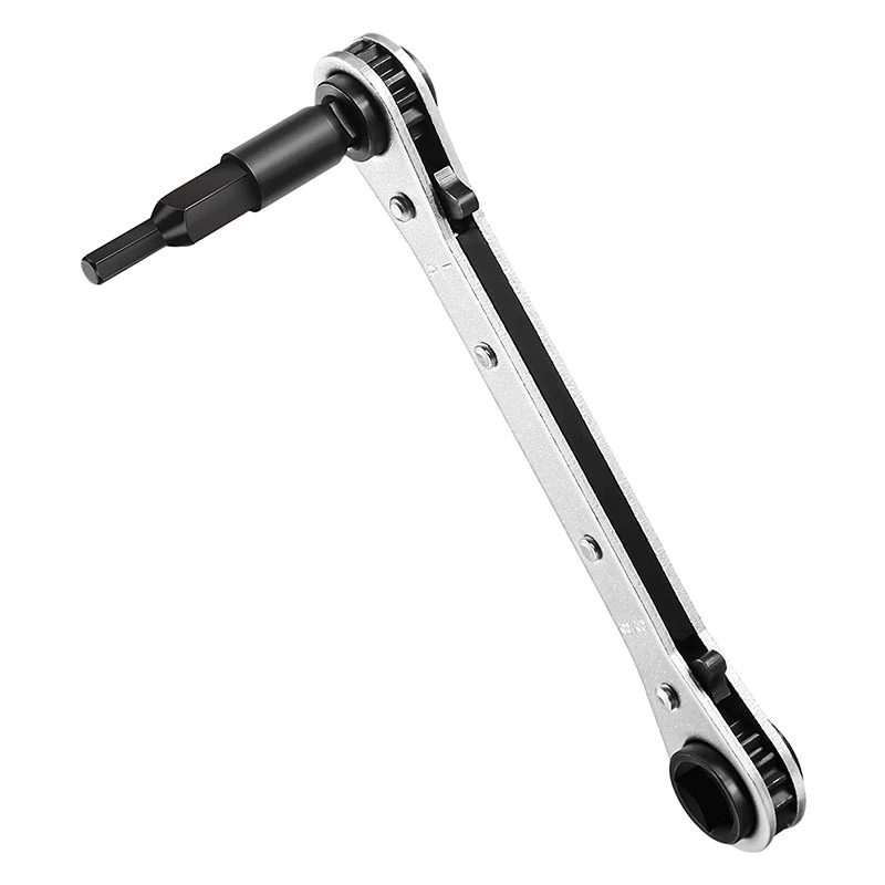 

Ключ с храповым механизмом для кондиционера, ключ с храповым механизмом 3/16 дюйма до 3/8 дюйма с шестигранным наконечником, комплект адаптеров