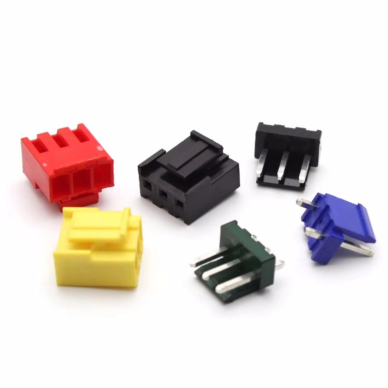 

10PCS VH3.96 color rubber shell straight pin plug 2p3p4p with lock buckle connector red, yellow, blue, green, black connector