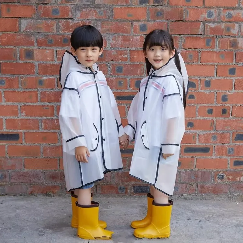 

Children's One-Piece Raincoat Infant, Toddler, Elementary School, Kindergarten Student Export-Quality Transparent Fashionable EV