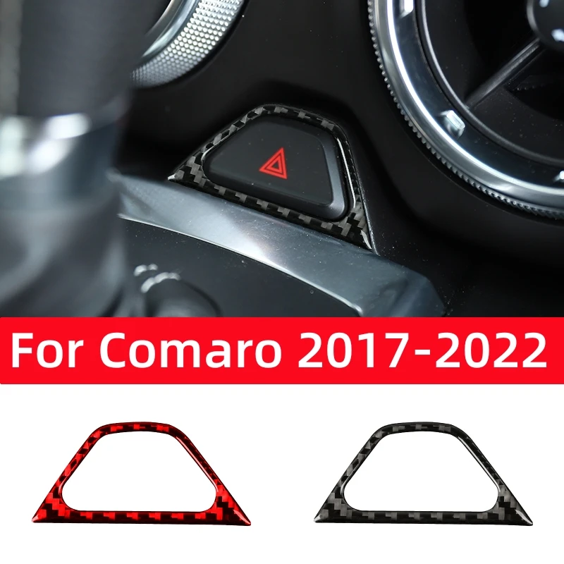 For Chevrolet Camaro 2017-2022 Accessories Carbon Fiber Interior Car Warning Light Switch Decorative Frame Sticker Trim Cover