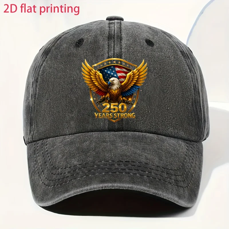 

1pc Vintage 250 Years Strong Baseball Cap - Adjustable Snapback Hat with Eagle & Shield Emblem, All-Season Outdoor