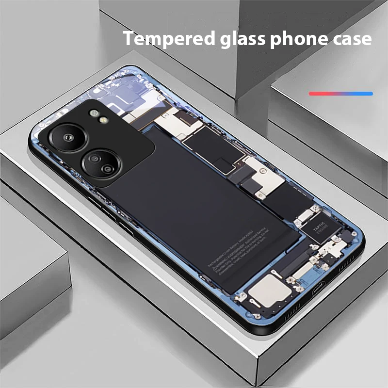 New circuit board For Xiaomi Redmi 13C Note13 12 Pro Plus 5G Note 9 13T Pro POCO X6 F5 F6 Black tempered glass phone case