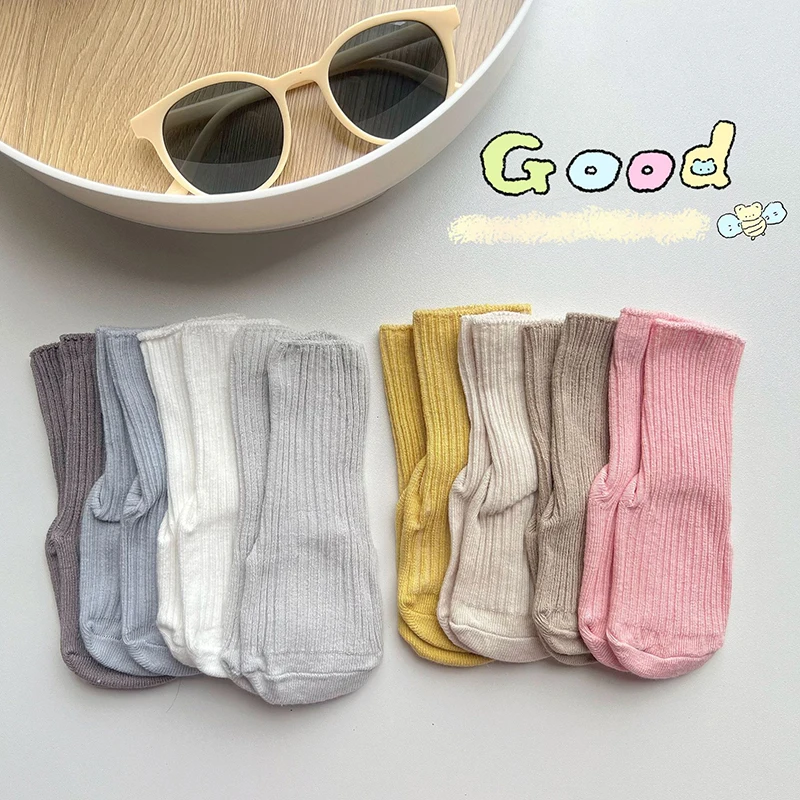 

Non Slip Baby Floor Socks Solid Color Kids Mid Tube Sock Cotton Breathable Infant Footwear 3-12Month Boy Girl Children Long Sock