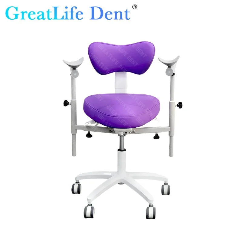 GreatLife Dent Dentist Seat Leather Armrest Luxury Colorful Height Adjustable Seat Stool Wheel Lifting Swivel Dentist Chair