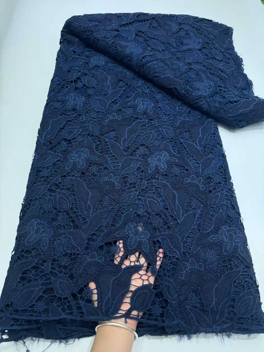 

New Arrival African Lace Fabric 2025 High Quality Nigerian Gilding Guipure Cord Lace Fabric For Wedding Sewing Dress-DX