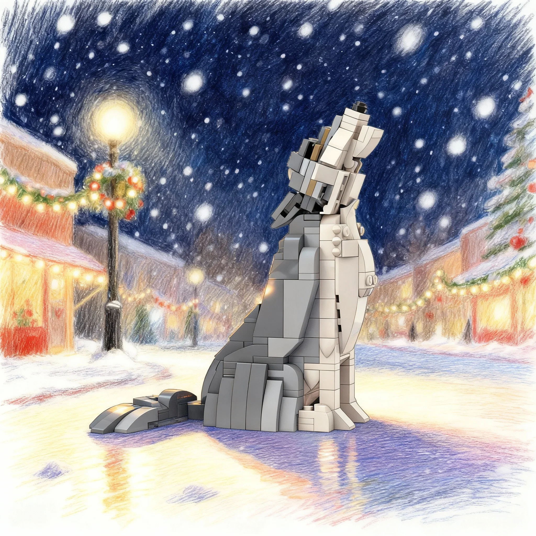 256pcs MOC Wolf Creator Model Building Blocks Construction Assemble Toys DIY Idea Creative Festival Gift Education Brick