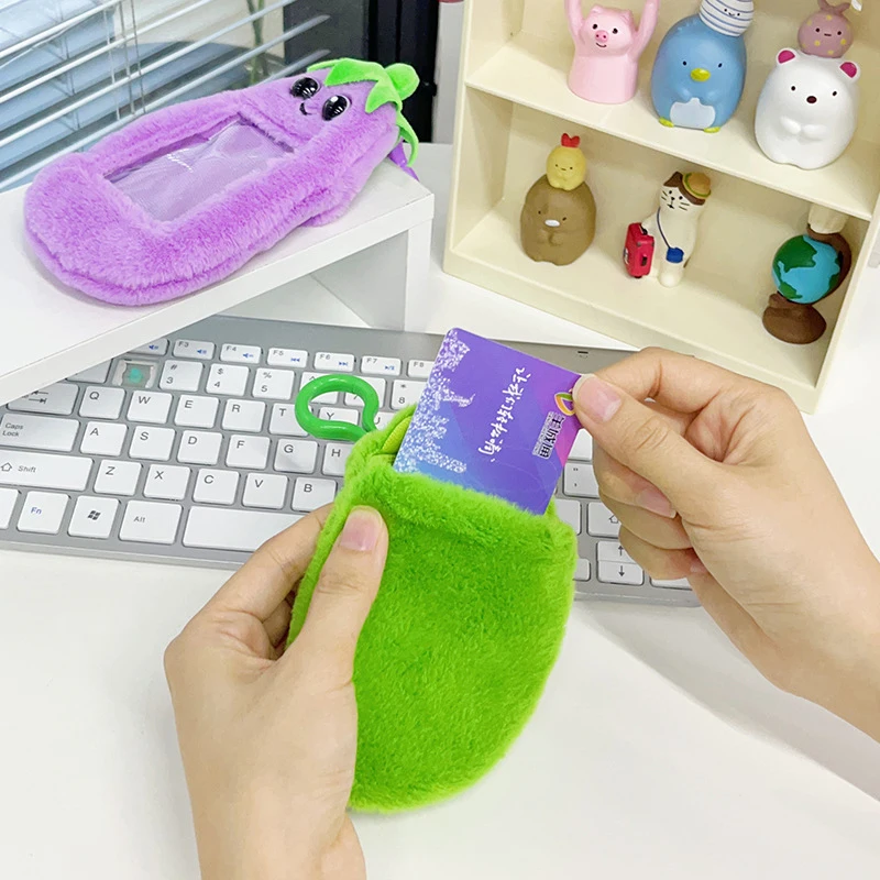 Cartoon Vegetable Photocard Holder Rabbit Capybara Bus Card Holder Kpop Idol Plush Kpop Photocard Holder