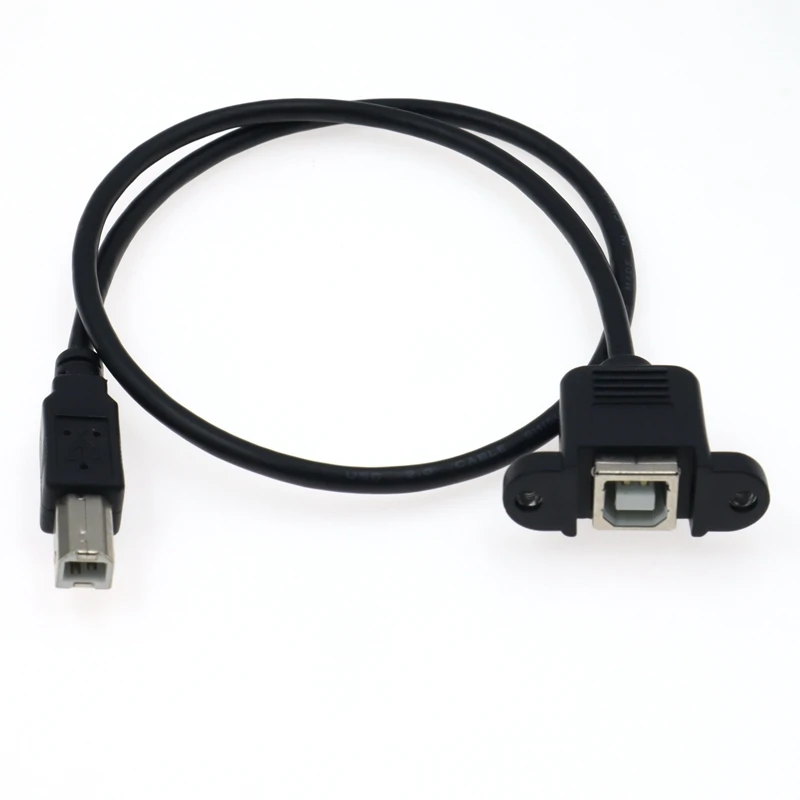 0.5m USB 2.0 Type B Male to Type B Female Printer Scanner Extension Cable with Panel Mount Screw Holes