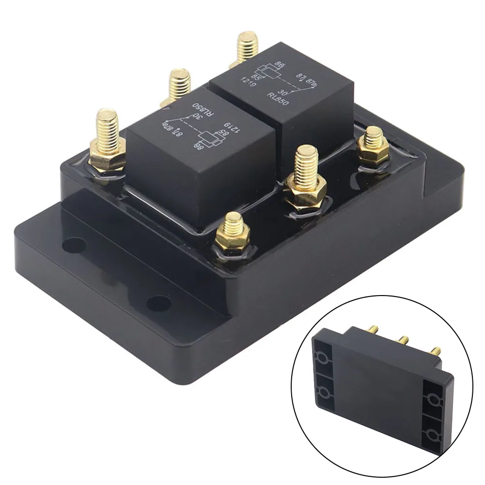 Black Color 12V Relay Module 50A Continuous Load 80A Intermittent Load Brass for studs For Heavy-duty Applications