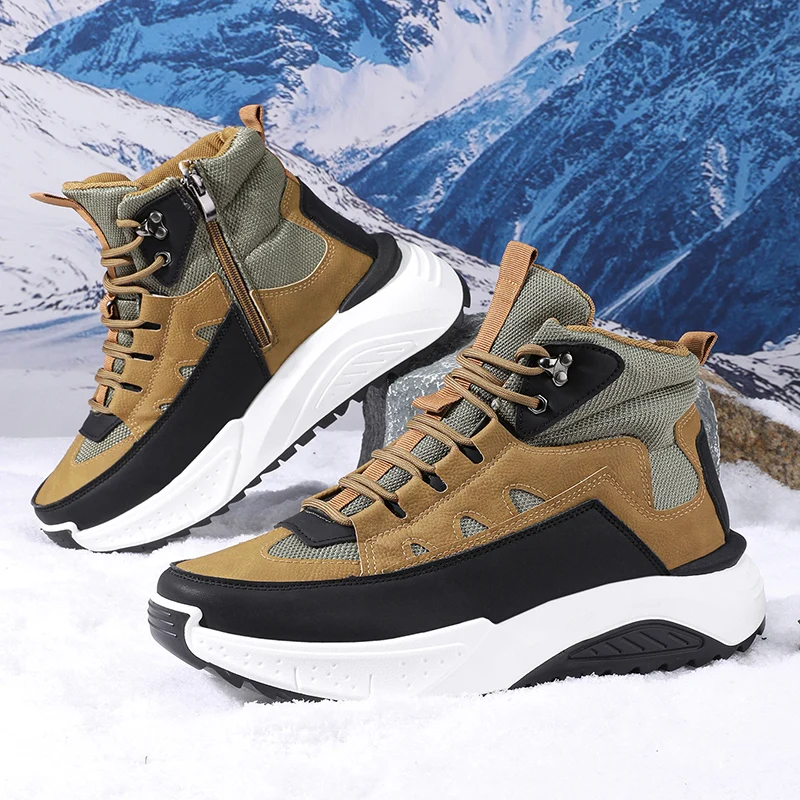 

Зимние мужские повседневные кроссовки, плюшевые теплые зимние ботинки на толстой подошве, дышащая прогулочная походная обувь, уличная хлопковая обувь, ботильоны
