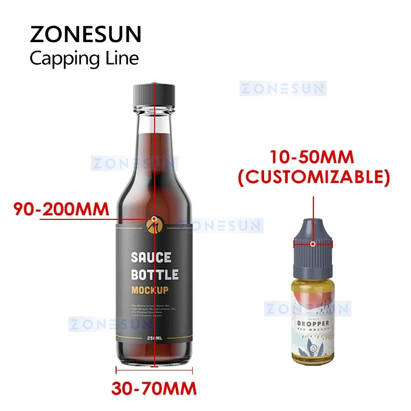 ZONESUN ZS-XGC1 Auto Pneumatic Bottle Capping Machine Desktop Electric Screw Capper Sealing Machine Packaging Line with Conveyor