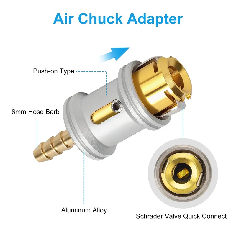 2pcs 6mm Car Tire Valve Clip Pump Nozzle Clamp Solid Brass Quick Connect Inflation Connector Car Air Chuck Inflator Pump Adapter - view 5