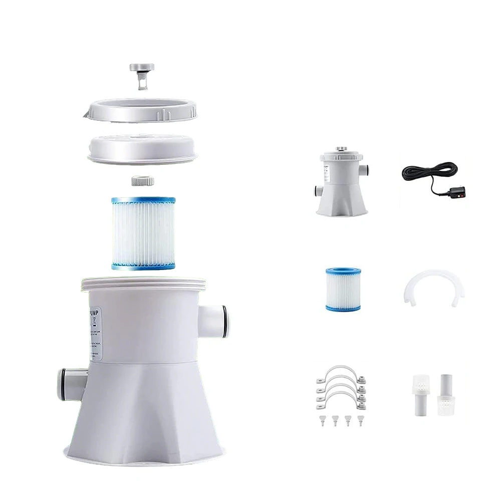 

Pool Filter Pump 330 GPH Paddling Pool Electric Water Pump With 2 Pool Filter Cartridge Pool Pumps Ground Small Pool Filter Pump