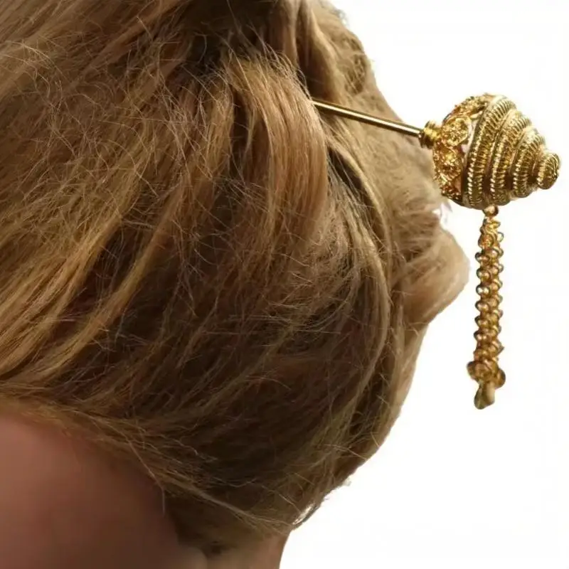 Ethnische Kostümaccessoires, Haaraccessoires für Mädchen, Kopfschmuck im antiken Stil, Haarstäbe aus Metall, thailändischer Kopfschmuck, Quasten, Haarnadeln. – Detail 3