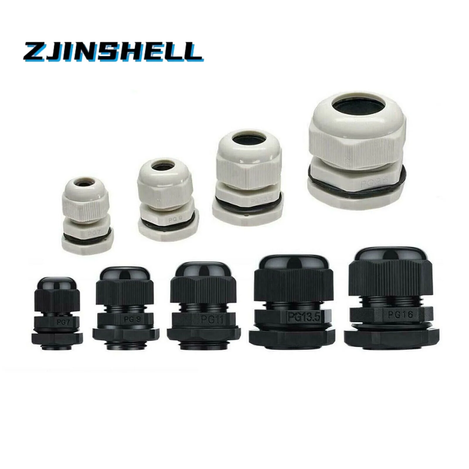 1/2/5/10pcs Waterproof Cable Gland Cable Entry IP68 PG7-PG36  White/Black Nylon Plastic Connector Joint