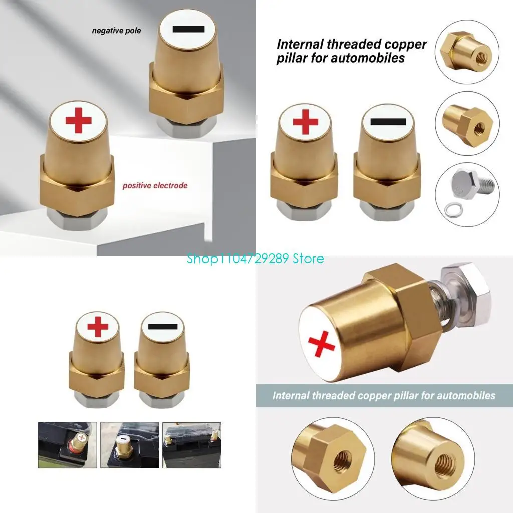 

1 Pair Battery Poles Adapter Brass Battery Terminal Connector Positive Negative Battery Post Connector Terminal Electrical