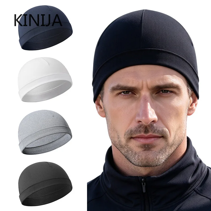 Summer Thin Breathable Mesh Skull Beanie Cap Men Sweat Absorbent Sport Cap Under Helmet Liner Moisture Wicking Cycling Hat