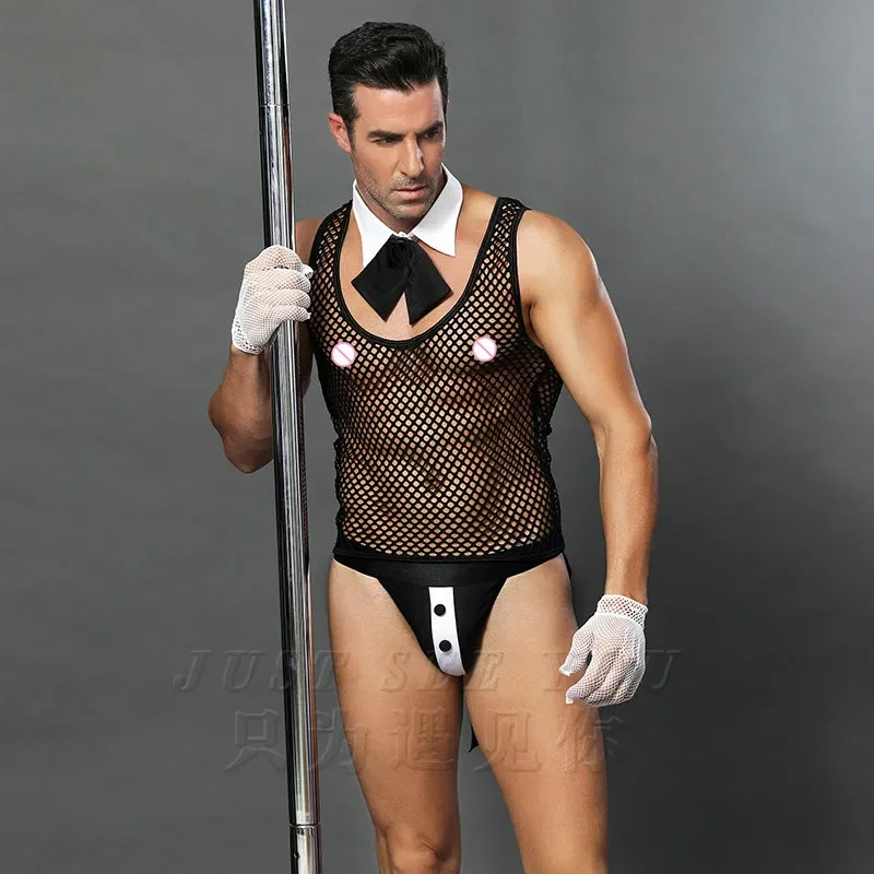 Hot erotische mannen sexy ober outfit cosplay kostuum mannen meid lingerie cosplay kostuums voor sexy mannen