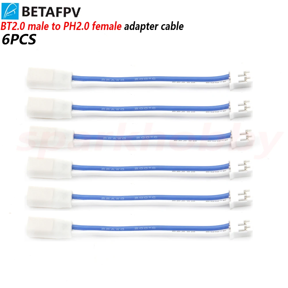 Image of 6 Stück BETAFPV BT2.0 Stecker auf PH2.0 Buchse / BT2.0 Stecker auf Buchse Verlängerungsadapterkabel für 1S-Ladegerät-Adapterzubehör