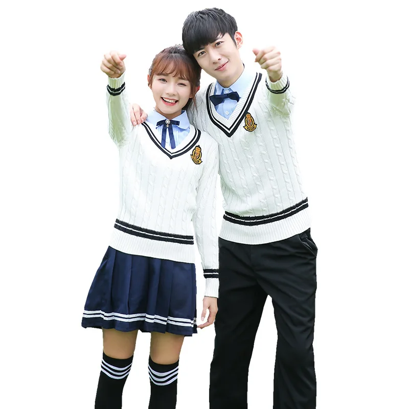 C044 School Uniform Garden Clothing Winter Junior High School Students British College Class Jk Skirt Sweater Suit