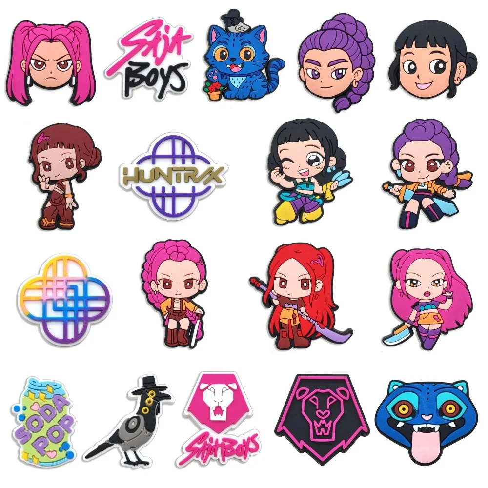 

1-100pcs New Pop Demon Hunters Series PVC Boys Girls Shoe Accessories Detachable Waterproof DIY Shoe Decorations Kids Gifts