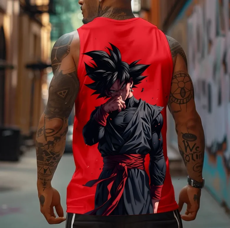 Gilet senza maniche da uomo con stampe di personaggi Dragon Ball, anime retrò, abbigliamento da strada, abbigliamento quotidiano, gilet da palestra