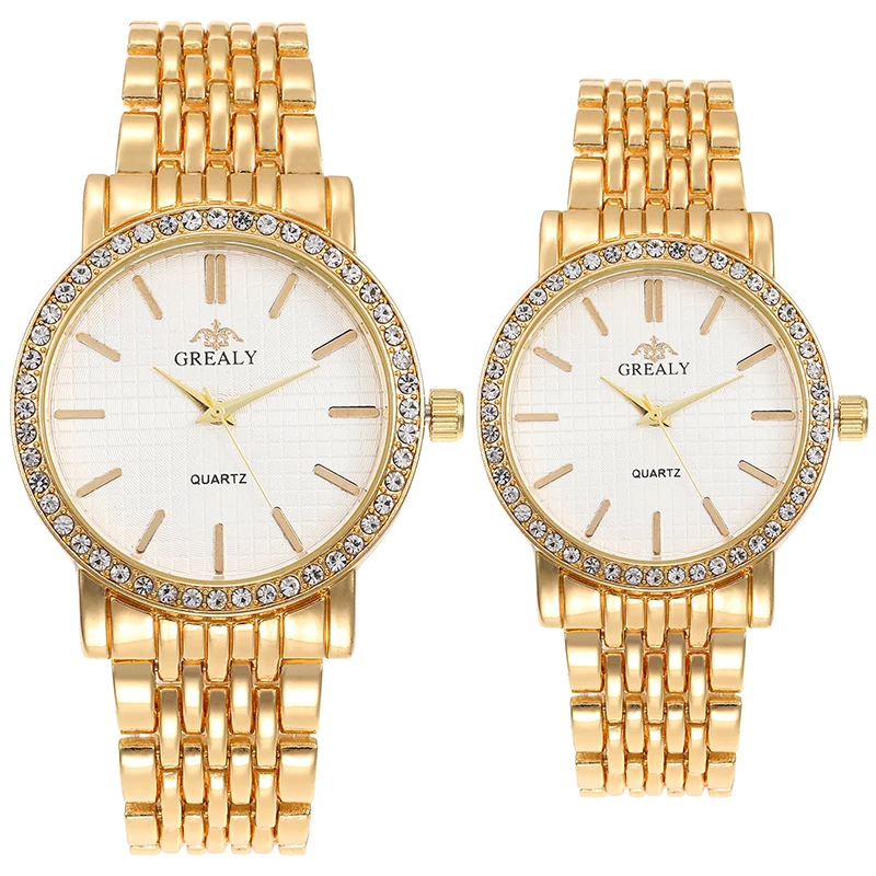 ساعة عصرية بسوار مرصع بالألماس بأرقام رومانية، ساعة كاجوال بسوار فولاذي للرجال، ساعة كوارتز هدية للزوجين للنساء