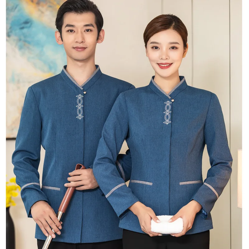 Diamond Flower Guest Room PA Cleaner Long Sleeve Property Aunt Cleaning Work Clothes Men and Women Shopping Mall Fl