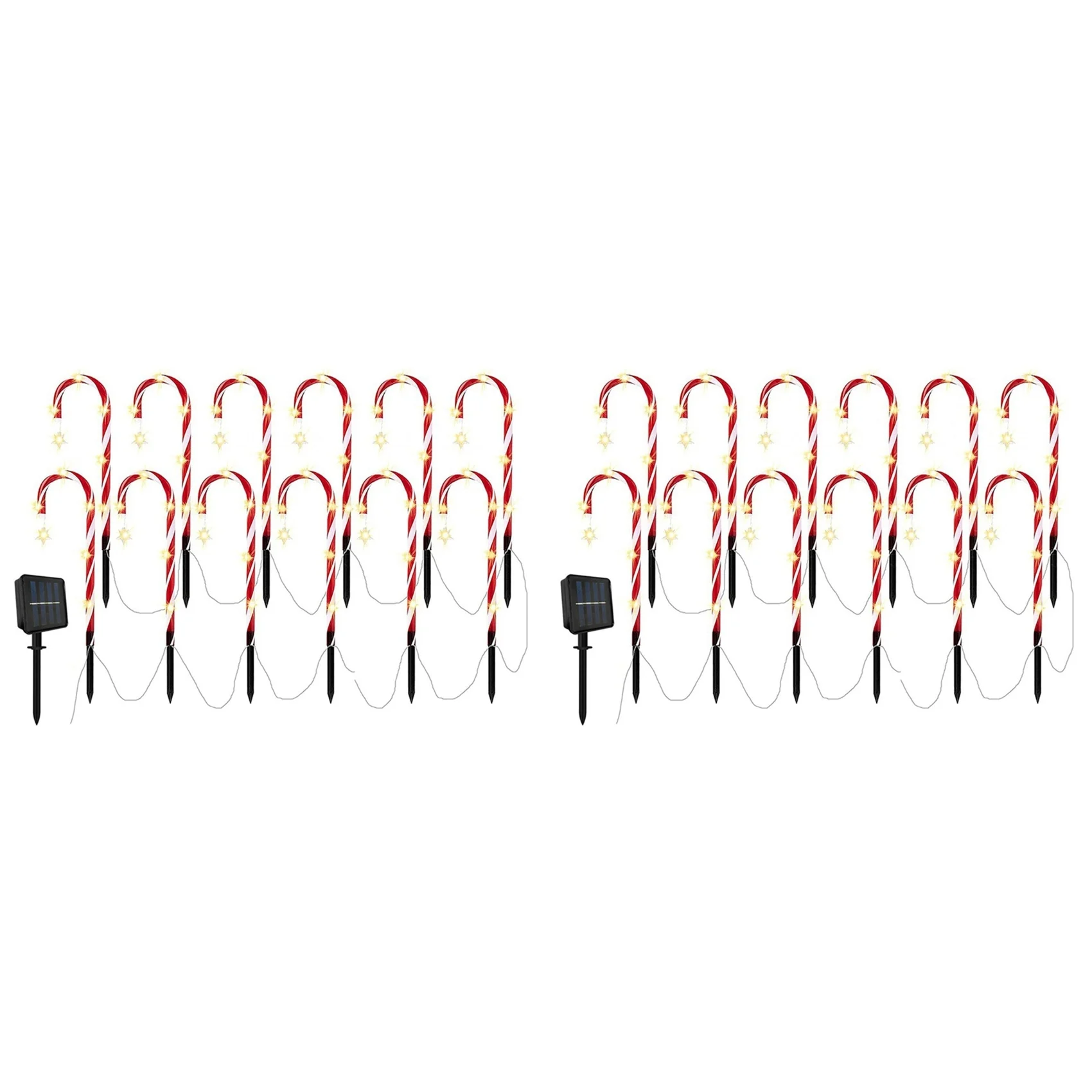 A02F-24X Solar Christmas Cane Ground Lights Light String Candy Star Cane Lawn Landscape