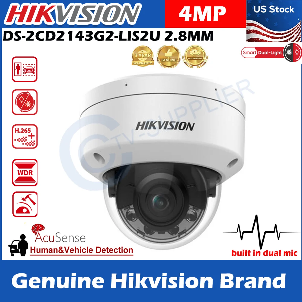 

Hikvision DS-2CD2143G2-LIS2U 4MP Vandal Proof Dome Smart Hybrid Light Network IP Camera IP67 IK10 Built in 2-MIC