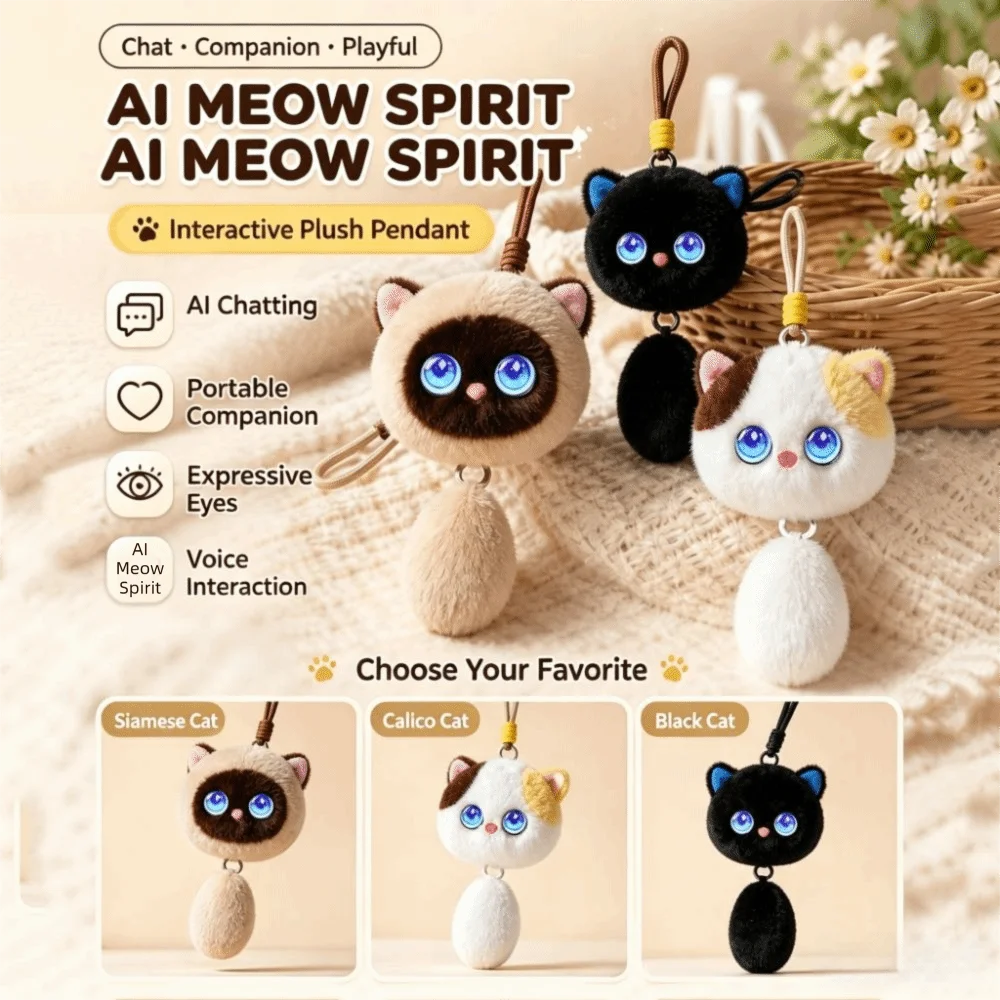 AI Continuous Dialogue AI Cat Winking Interaction Intelligent Voice Communication AI Companion KeyChain AI Cute Pets