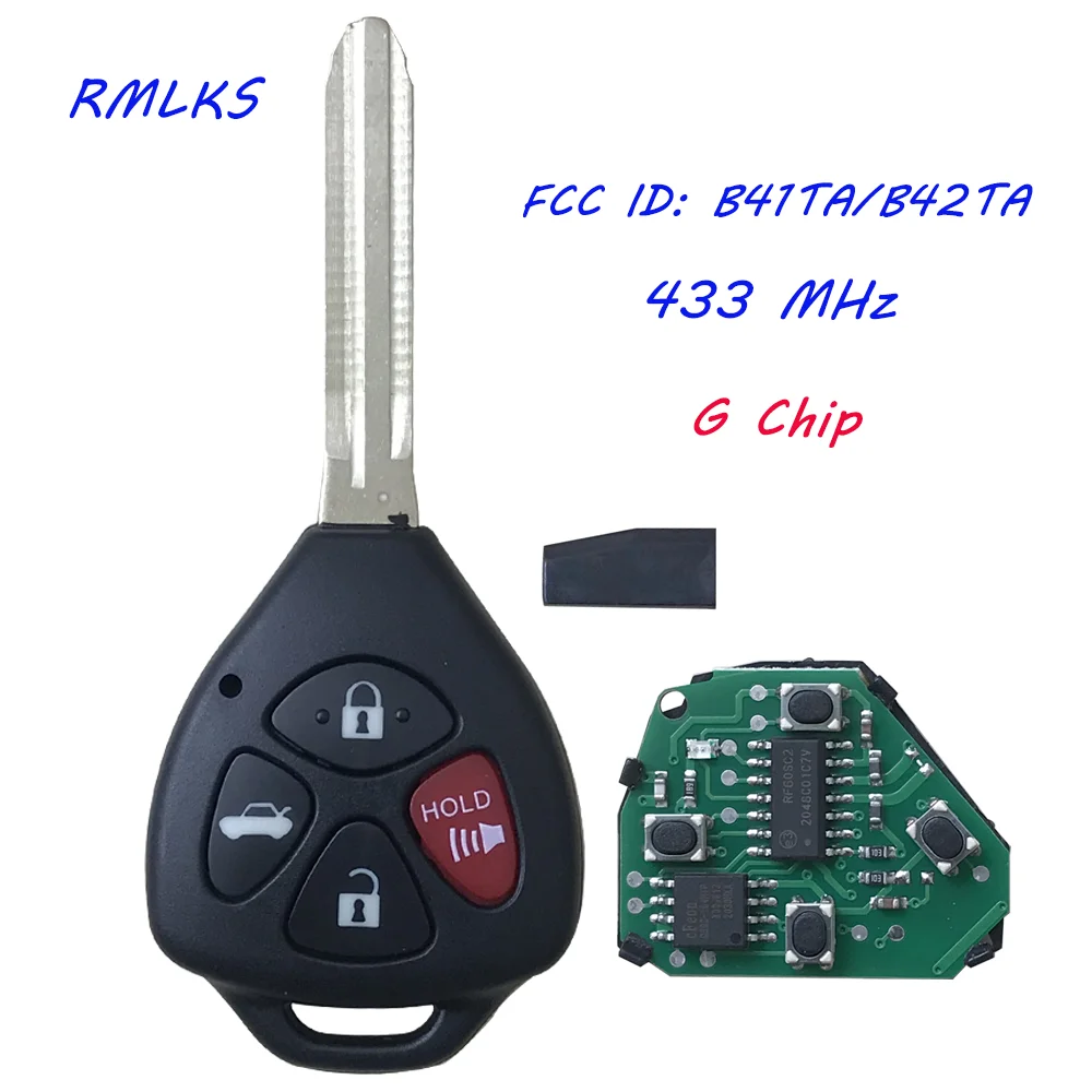 

3/4 Buttons For Toyota Prius Hilux Etios Vios Yaris Innova Sw4 Camry Fob 433Mhz ID67/ G Chip B41TA Smart Remote Car Key