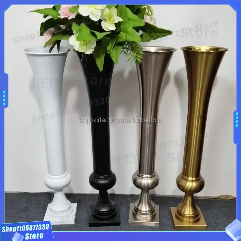 Luxury Gold Metal Flower Stand 100cm High Quality Small Vase Elegant Dining Table Ornaments Home Wedding Decorations Modern
