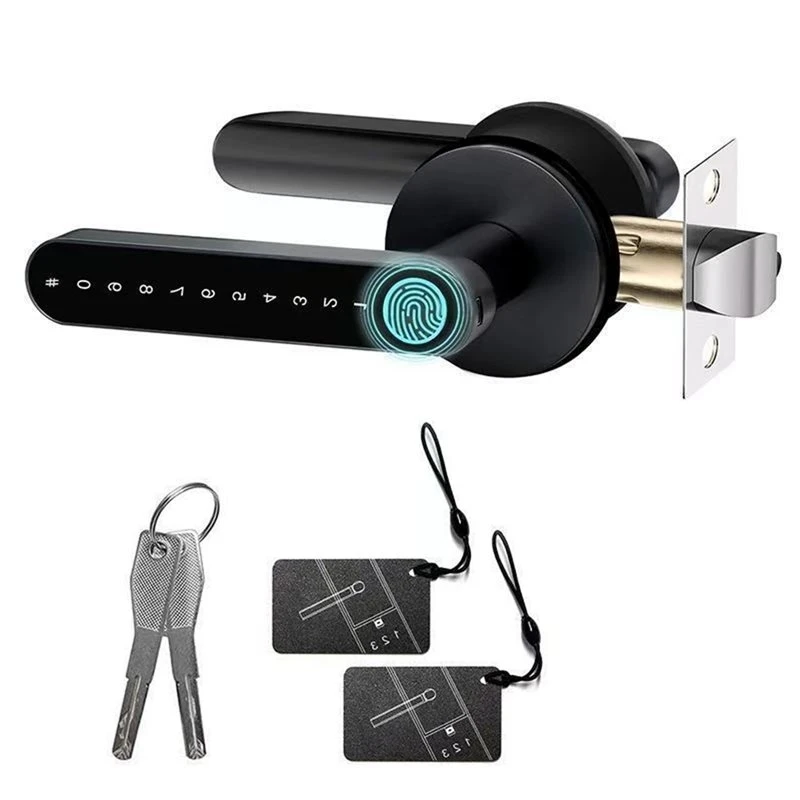 【A10R】Fingerprint Door Lock For Bedroom, APP-Control Wireless Door Lock, Keyless Entry Smart Door Lock With Handle