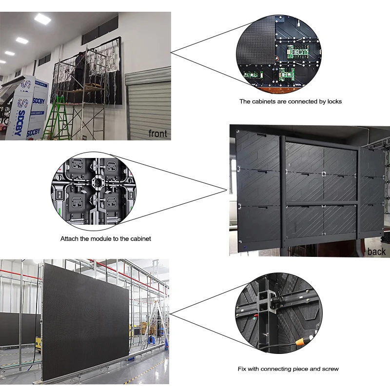 Segnaletica e display digitali per pareti video con schermo a colori gigante a colori, passo 1,86 mm 2,5 mm 3,076 mm 4 mm per interni su misura in fabbrica
