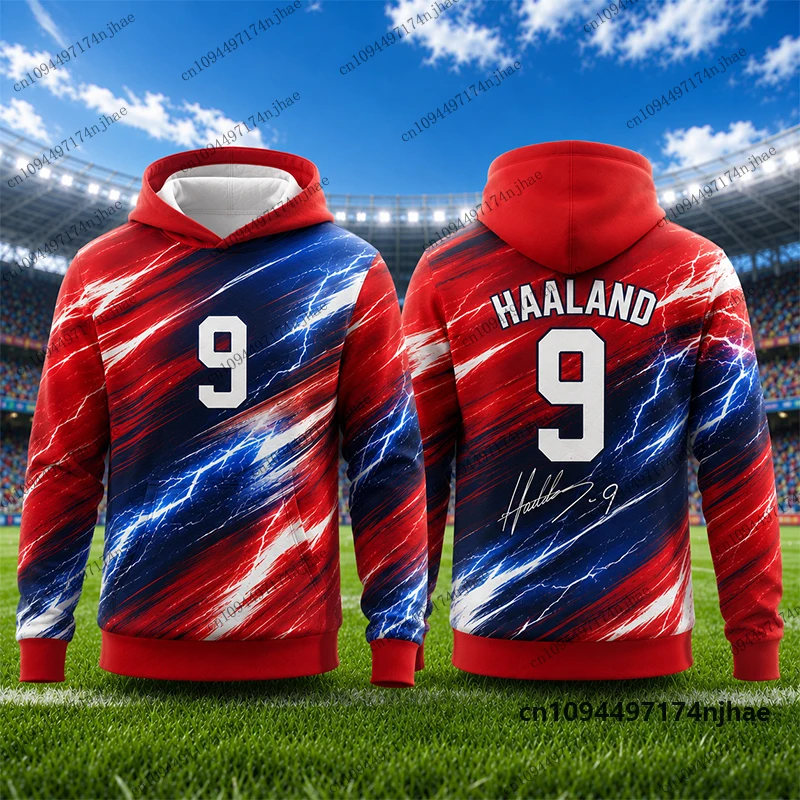 2026 Neue Spezial-Hoodies mit Haaland Nr. 9 Aufdruck für Männer und Frauen, Herbst, Langarm-Sportbekleidung, Fußball-Pullover, Sport-Oberteile für Kinder – Detail 7